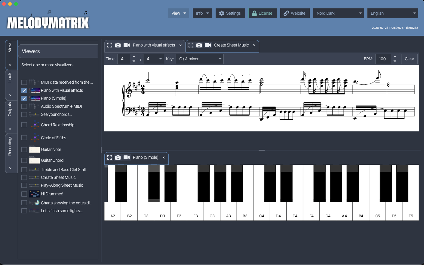 MelodyMatrix staff notation view, rendered with Sheetmusic4J